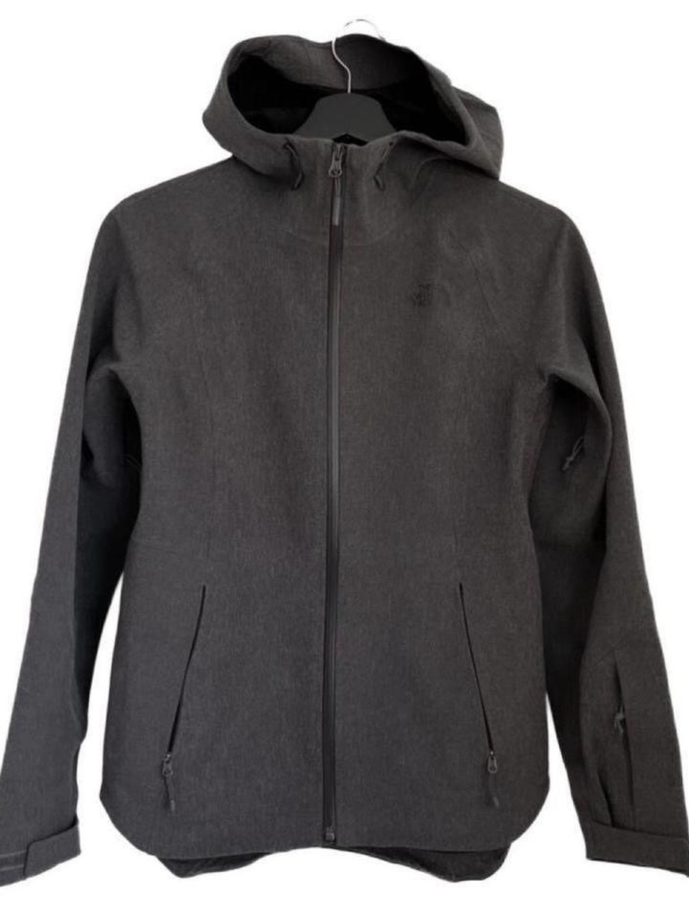The North Face Hooded Softshell Jacket Fall Autumn Sports Gray Zip Up Fitted